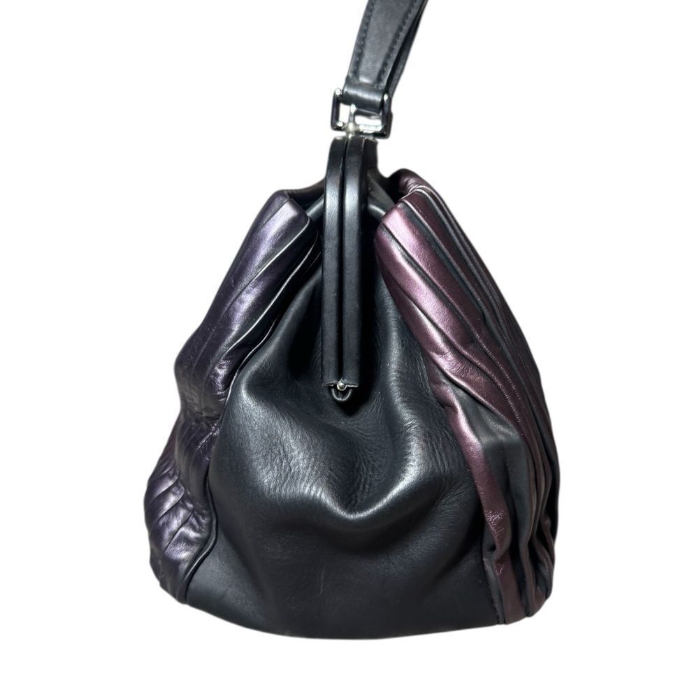 DOLCE & GABBANA Metallic Purple Pleated & Black Leather Doctor Bag Ltd Edition - Picture 5 of 16